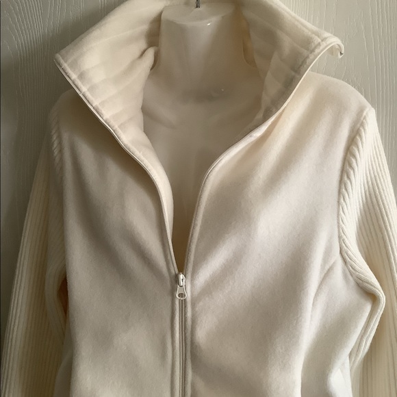 Carol Rose 🌹 Fleece jacket cream color sweater sleeves size S great shape - Picture 4 of 9